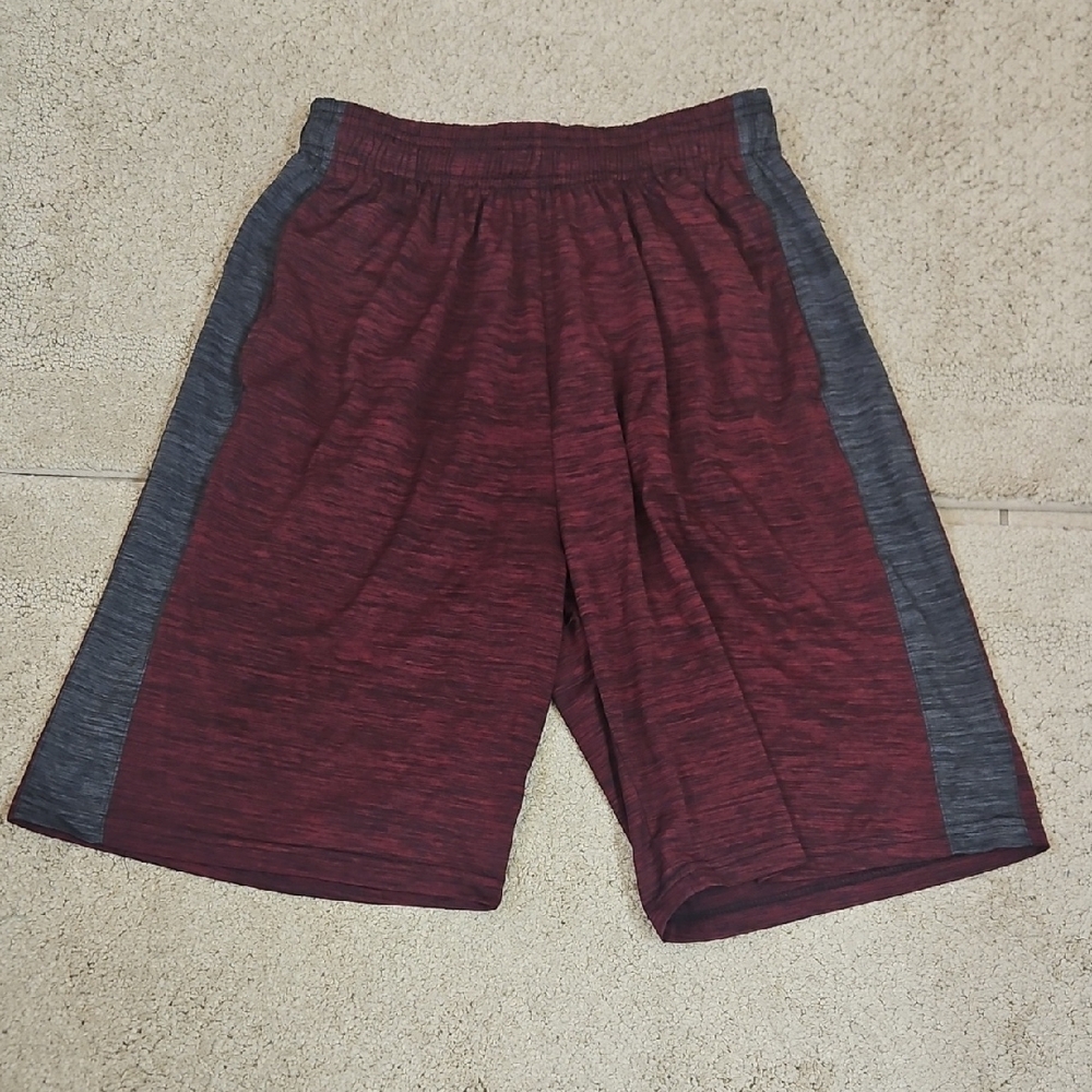 Essentials Men's Maroon and Charcoal Athletic Shorts Size Medium